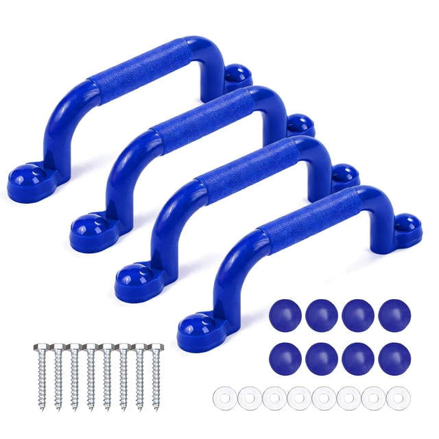 Relaxdays Klettergerüst Griffe, 4er Pack, Je Haltegriff Bis 100 Kg, Spielturm & Hochbett, Zubehör, Kunststoff, Blau