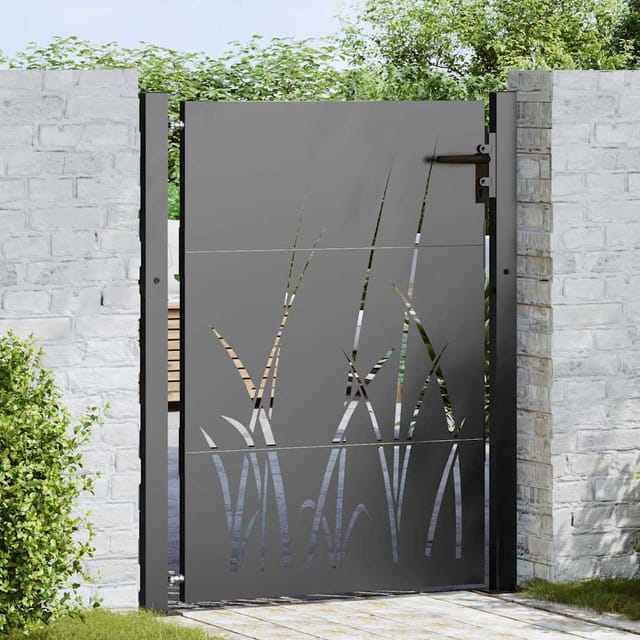 Gartentor Schwarz 110 X 130 Cm Pulverbeschichteter Stahl