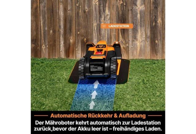Lawnmaster Ocumow®18 Mähroboter Ohne Begrenzungskabel Für Bis Zu 800㎡ 4ah Batterie Optische Navigation, Hindernisvermeidung, Automatische Ladestation, Verbotene-zone-funktion, Wifi & Bluetooth App