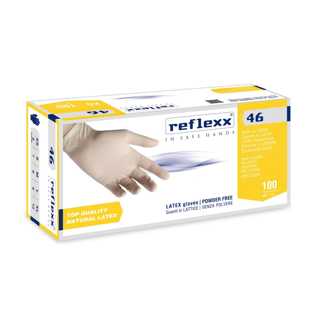 Reflexx R46 Chlorierte, Puderfreie Latexhandschuhe 5,7gr Kat.3 Weiß 100 Stück M