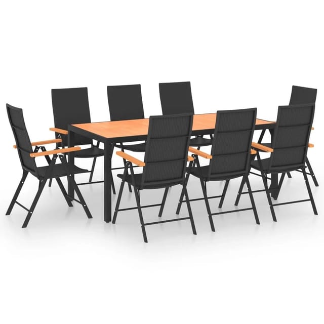9-tlg. Garten-essgruppe Schwarz Und Braun Vidaxl