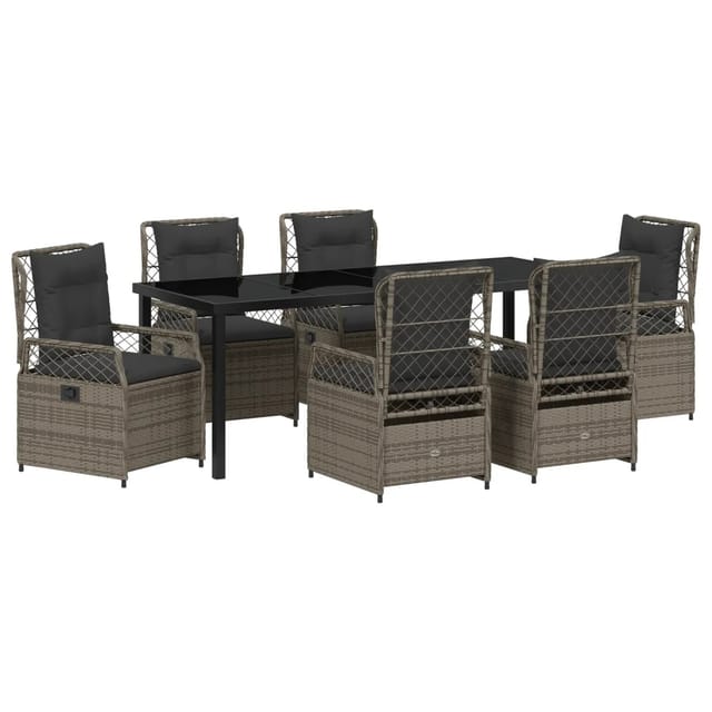 Garten Essgruppe 7 Pcs Grau Poly Rattan Vidaxl