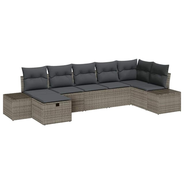 Vidaxl - Garten-sofa-set 7 Pcs Grau 55 X 62 X 69 Cm Poly Rattan