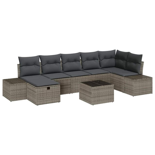 Vidaxl - Garten-sofa-set 8 Pcs Grau 55 X 62 X 69 Cm Poly Rattan