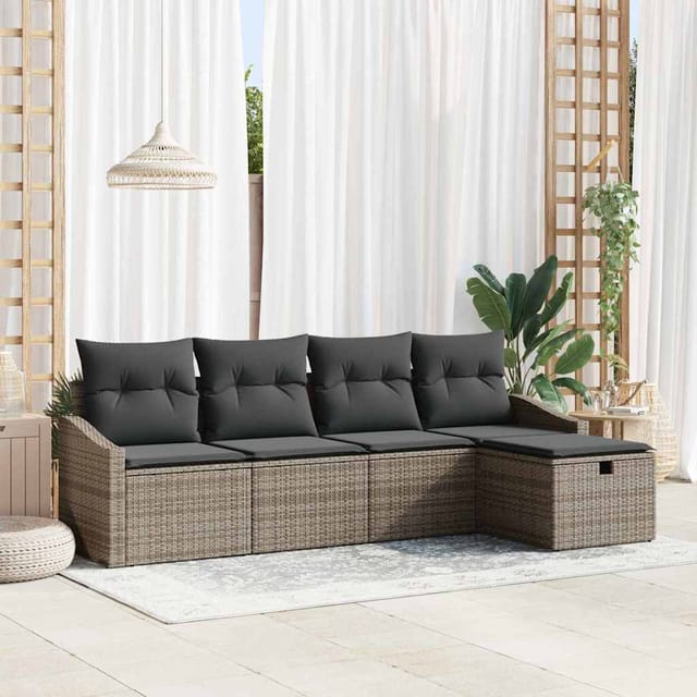 Vidaxl - Garten-sofa-set 5 Pcs Grau 233 X 117 X 85 Cm Poly Rattan