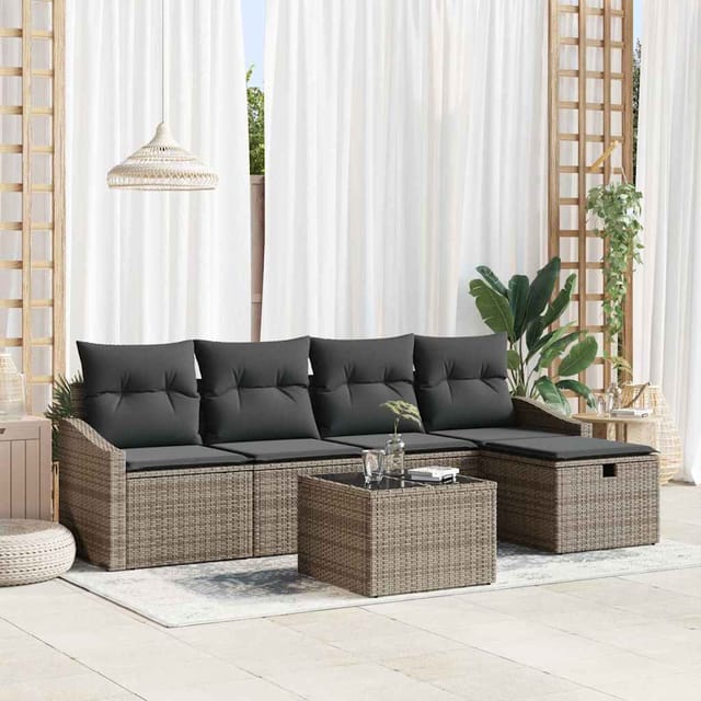 Vidaxl - Garten-sofa-set 6 Pcs Grau 55 X 55 X 37 Cm Poly Rattan