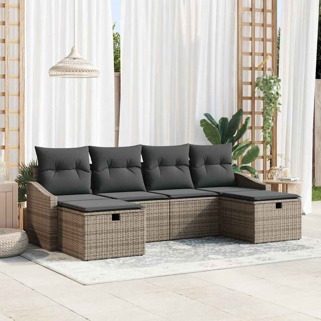 Vidaxl - Garten-sofa-set 6 Pcs Grau 55 X 62 X 69 Cm Poly Rattan