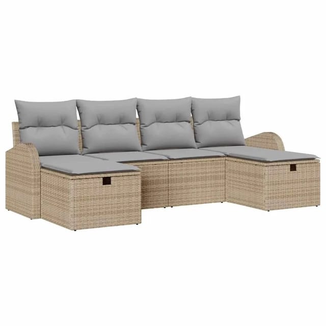 Vidaxl - Garten-sofa-set 6 Pcs Beige Und Hellgrau 234 X 117 X 85 Cm