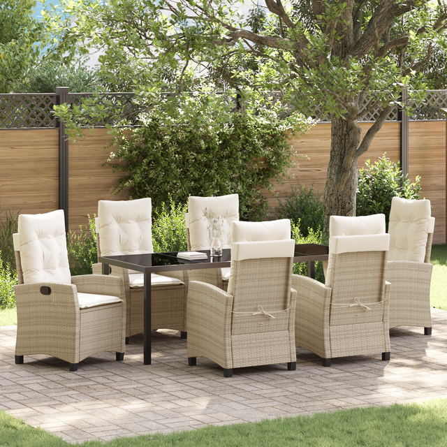 Garten Essgruppe 7 Pcs Beige Poly-rattan Vidaxl