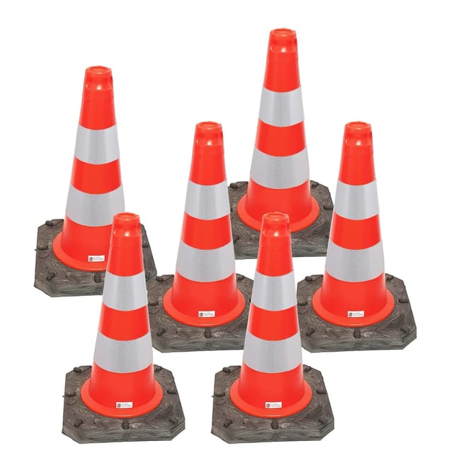 UvV Bigfoot 6 Stück Set Premium Pylonen 500mm - 2,5kg Schwer Standfest Reflektierend