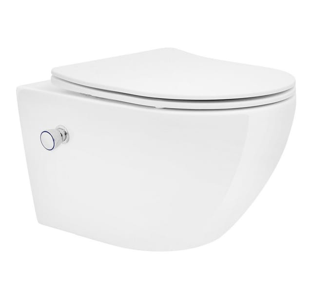 ECD Germany Spülrandloses Hänge Dusch WC Lang Keramik mit Bidet-Funktion