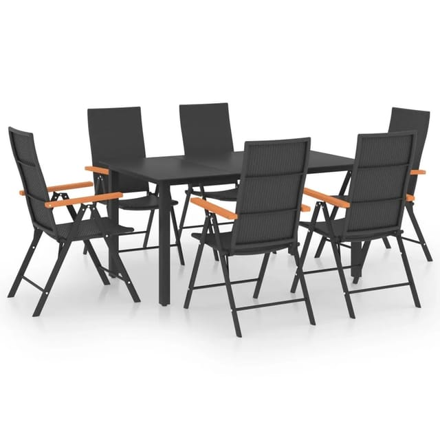 vidaXL 7-tlg Garten-Essgruppe Schwarz und Braun Modell 3