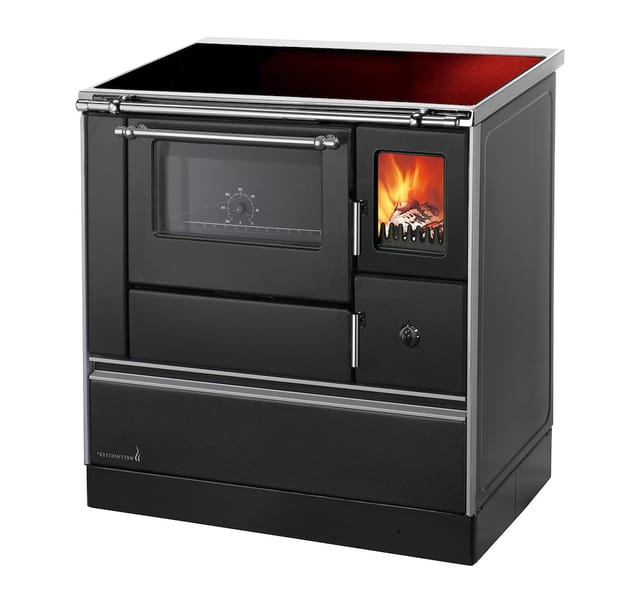 Westminster Küchenherd K76F-90 Stahl Glaskeramikkochf. Backfach,. Schwarz 7,6kW