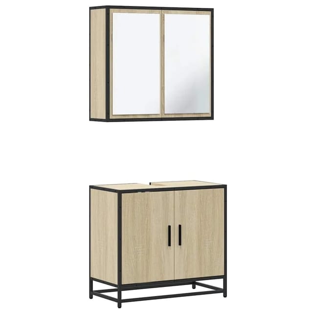 vidaXL 2-Tlg Badmöbel-Set Sonoma-Eiche Holzwerkstoff 3300886