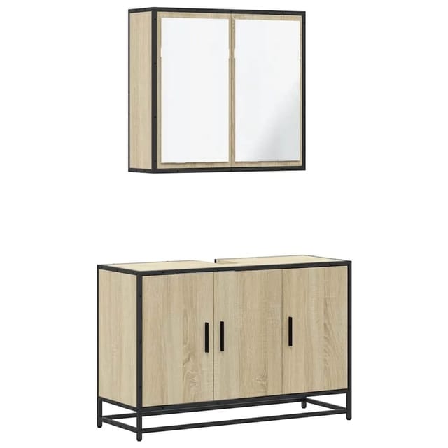 vidaXL 2-Tlg Badmöbel-Set Sonoma-Eiche Holzwerkstoff 3300891