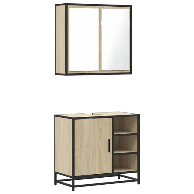 vidaXL 2-Tlg Badmöbel-Set Sonoma-Eiche Holzwerkstoff 3300906