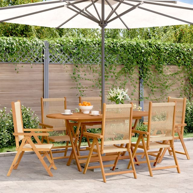vidaXL Gartenstuhl Verstellbar 6 Stk Beige Massivholz Akazie 3214536