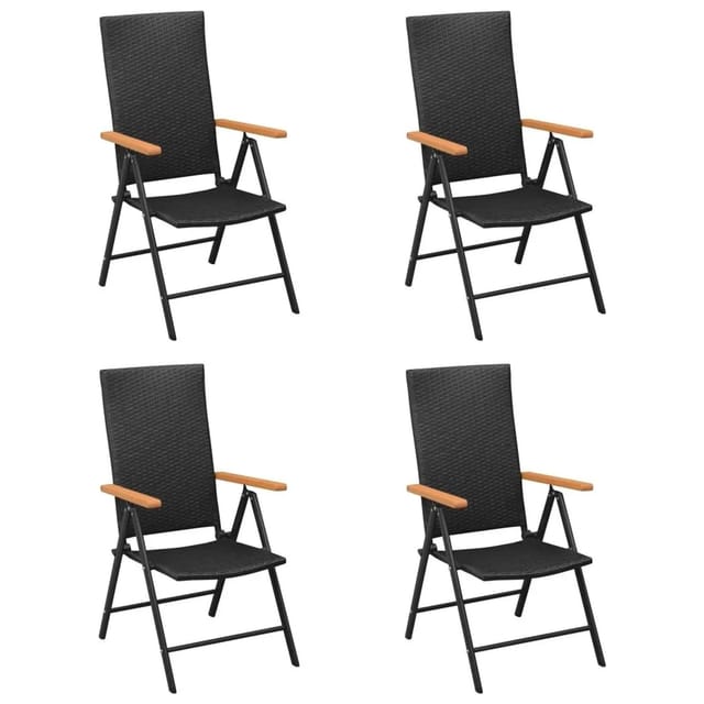 vidaXL Gartenstühle 4 Stk Poly Rattan Schwarz 313106