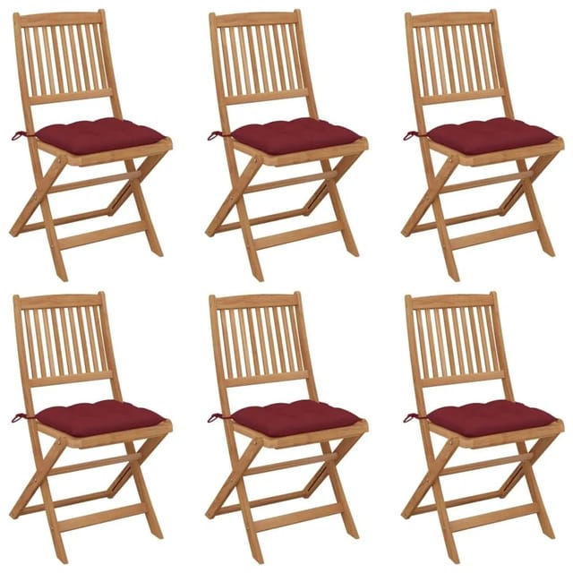 vidaXL Klappbare Gartenstühle 6 Stk mit Kissen Massivholz Akazie 3075018