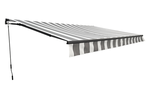 Garden Pleasure Gelenkarmmarkise 20 cm x 250 cm x 395 cm Grau-Weiß