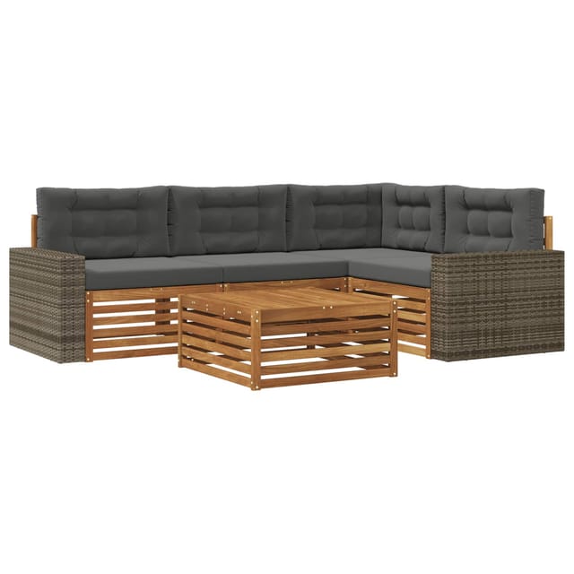 vidaXL Outdoor-Sofagarnitur 5 Stk Natur und Anthrazit 79 x 79 x 37 cm 3383340