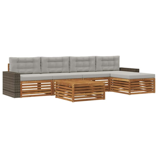 vidaXL Outdoor-Sofagarnitur 6 Stk Natur und Hellgrau 3383279
