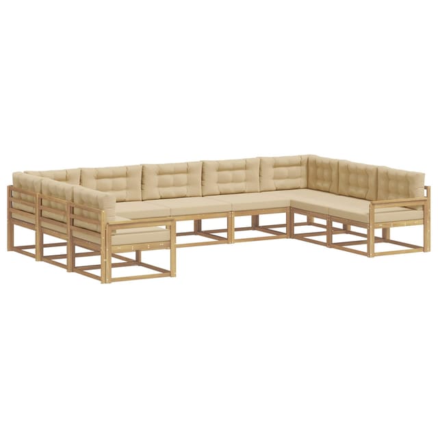 vidaXL Outdoor-Sofagarnitur mit Kissen 9 Stk Weiß und Beige 3387027