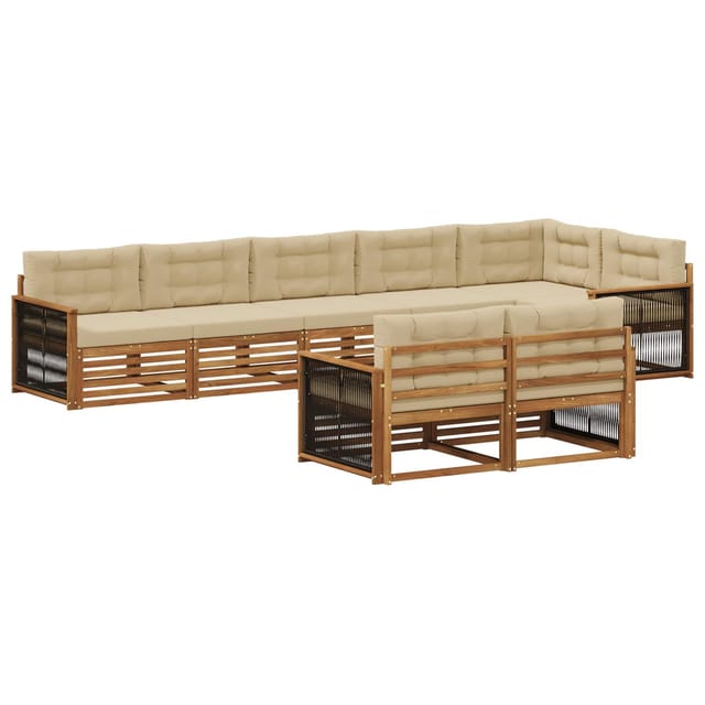vidaXL Outdoor-Sofagarnitur mit Kissen 8 Stk Natur und Beige 3383506
