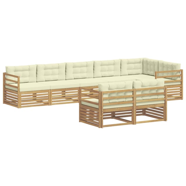 vidaXL Outdoor-Sofagarnitur mit Kissen 8 Stk Weiß und Creme Polyester 3390665