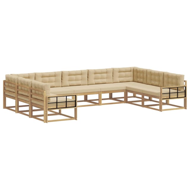 vidaXL Outdoor-Sofagarnitur mit Kissen 9 Stk Weiß und Beige 3387047