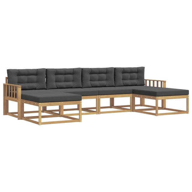 vidaXL Outdoor-Sofagarnitur mit Kissen 6 Stk Weiß und Anthrazit 3386826