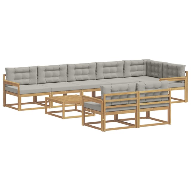 vidaXL Outdoor-Sofagarnitur 9 Stk Weiß und Hellgrau 79 x 79 x 37 cm 3386645