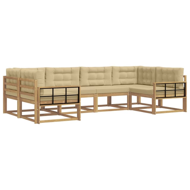 vidaXL Outdoor-Sofagarnitur mit Kissen 6 Stk Weiß und Beige 3386947