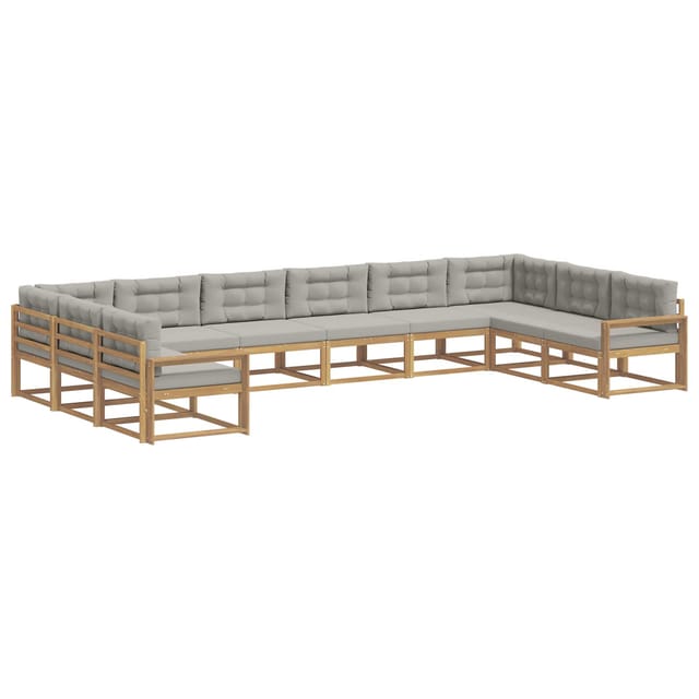 vidaXL Outdoor-Sofagarnitur mit Kissen 10 Stk Weiß und Hellgrau 3387110