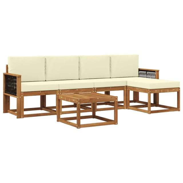 vidaXL Outdoor-Sofagarnitur mit Kissen 6 Stk Natur und Creme Polyester 3385151