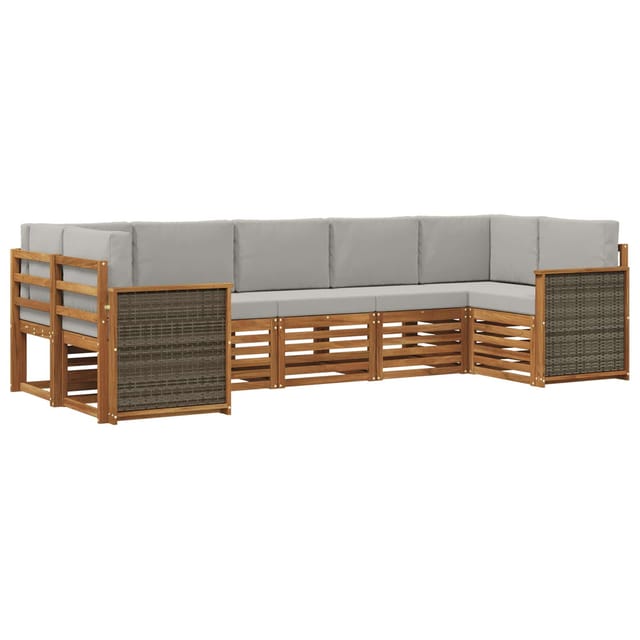 vidaXL Ecksofa Set mit Kissen 6 Stk Natur und Hellgrau 3384797