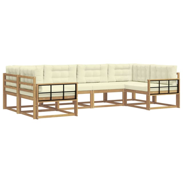 vidaXL Outdoor-Sofagarnitur mit Kissen 6 Stk Weiß und Creme 3386944