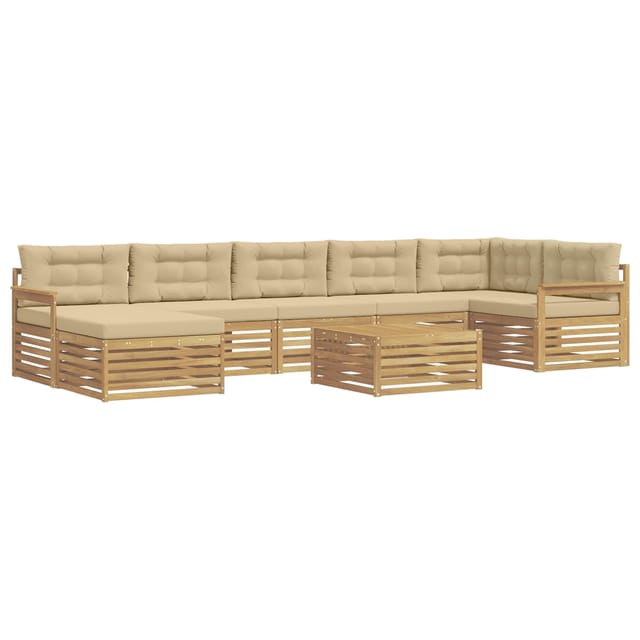 vidaXL Outdoor-Sofagarnitur mit Kissen 8 Stk Weiß und Beige 3390873