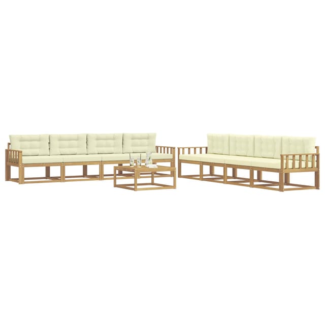 vidaXL Outdoor-Sofagarnitur 9 Stk Weiß und Creme 79 x 79 x 37 cm 3386229