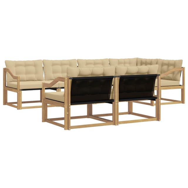 vidaXL Outdoor-Sofagarnitur mit Kissen 7 Stk Weiß und Beige 3388791
