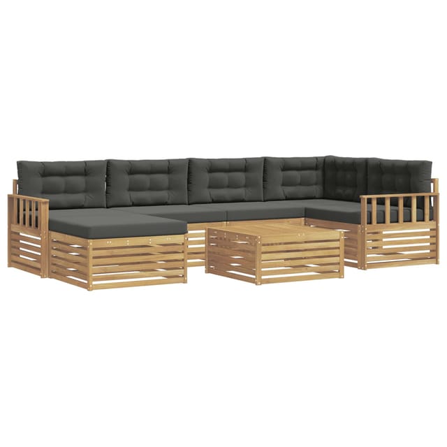 vidaXL Outdoor-Sofagarnitur mit Kissen 7 Stk Weiß und Anthrazit 3390797
