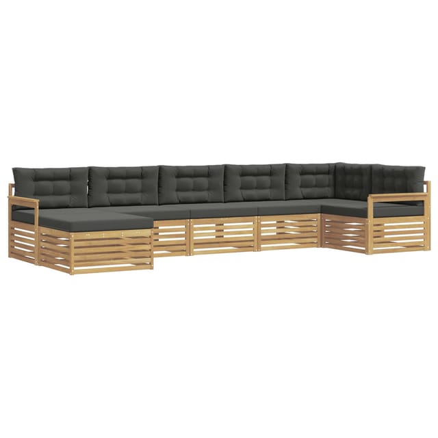 vidaXL Outdoor-Sofagarnitur mit Kissen 7 Stk Weiß und Anthrazit 3390832