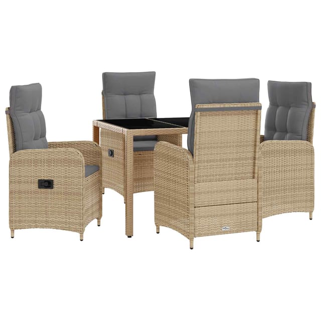 vidaXL Outdoortisch-Set 5 Stk Beige und Hellgrau 90 x 90 x 75 cm 3422335