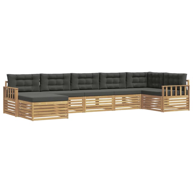 vidaXL Outdoor-Sofagarnitur mit Kissen 7 Stk Weiß und Anthrazit 3390837