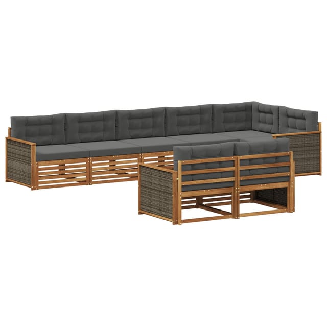 vidaXL Outdoor-Sofagarnitur mit Kissen 8 Stk Natur und Anthrazit 3383500