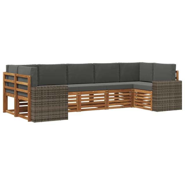 vidaXL Ecksofa Set mit Kissen 7 Stk Natur und Anthrazit Polyester 3384818