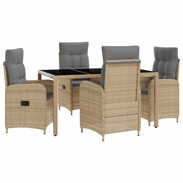 vidaXL Outdoortisch-Set 5 Stk Beige und Hellgrau 150 x 90 x 75 cm 3422338