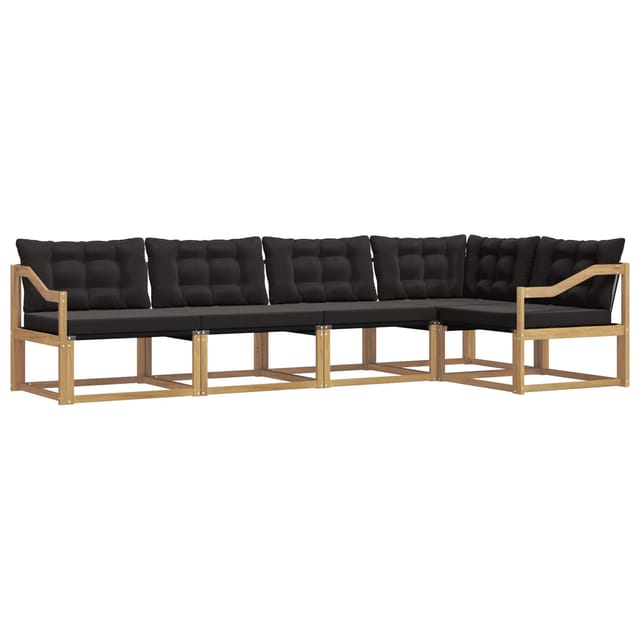 vidaXL Outdoor-Sofagarnitur mit Kissen 5 Stk Weiß und Schwarz 3388694