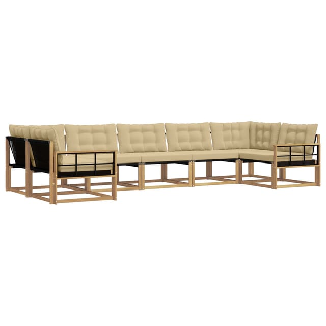 vidaXL Outdoor-Sofagarnitur mit Kissen 7 Stk Weiß und Beige 3389051