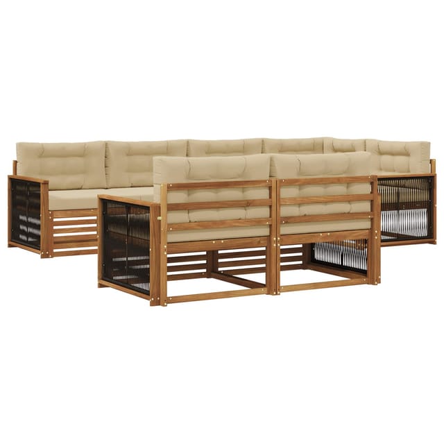 vidaXL Outdoor-Sofagarnitur mit Kissen 7 Stk Natur und Beige 3383476